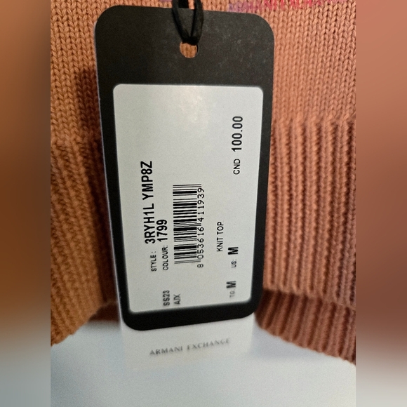 A/X Armani Exchange Organic Cotton  Summer Knit Top Spagetti Straps Crop Brown M - Picture 8 of 10